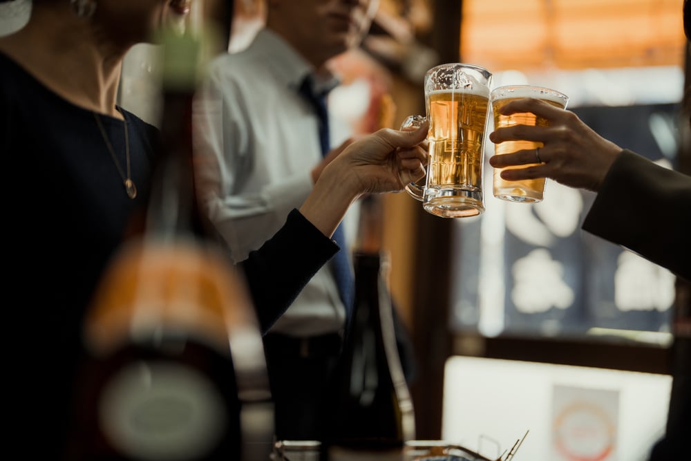 Customers Having a Drink in an Izakaya